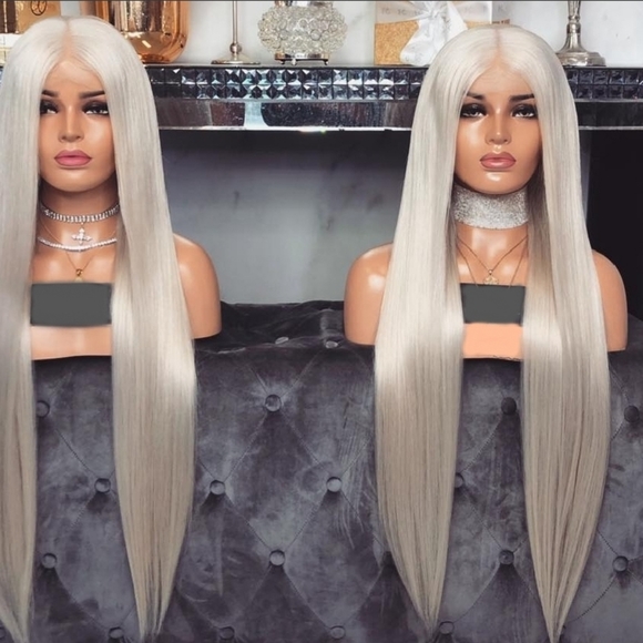 Platinum Silver Silky Straight Lace Wig main image 4
